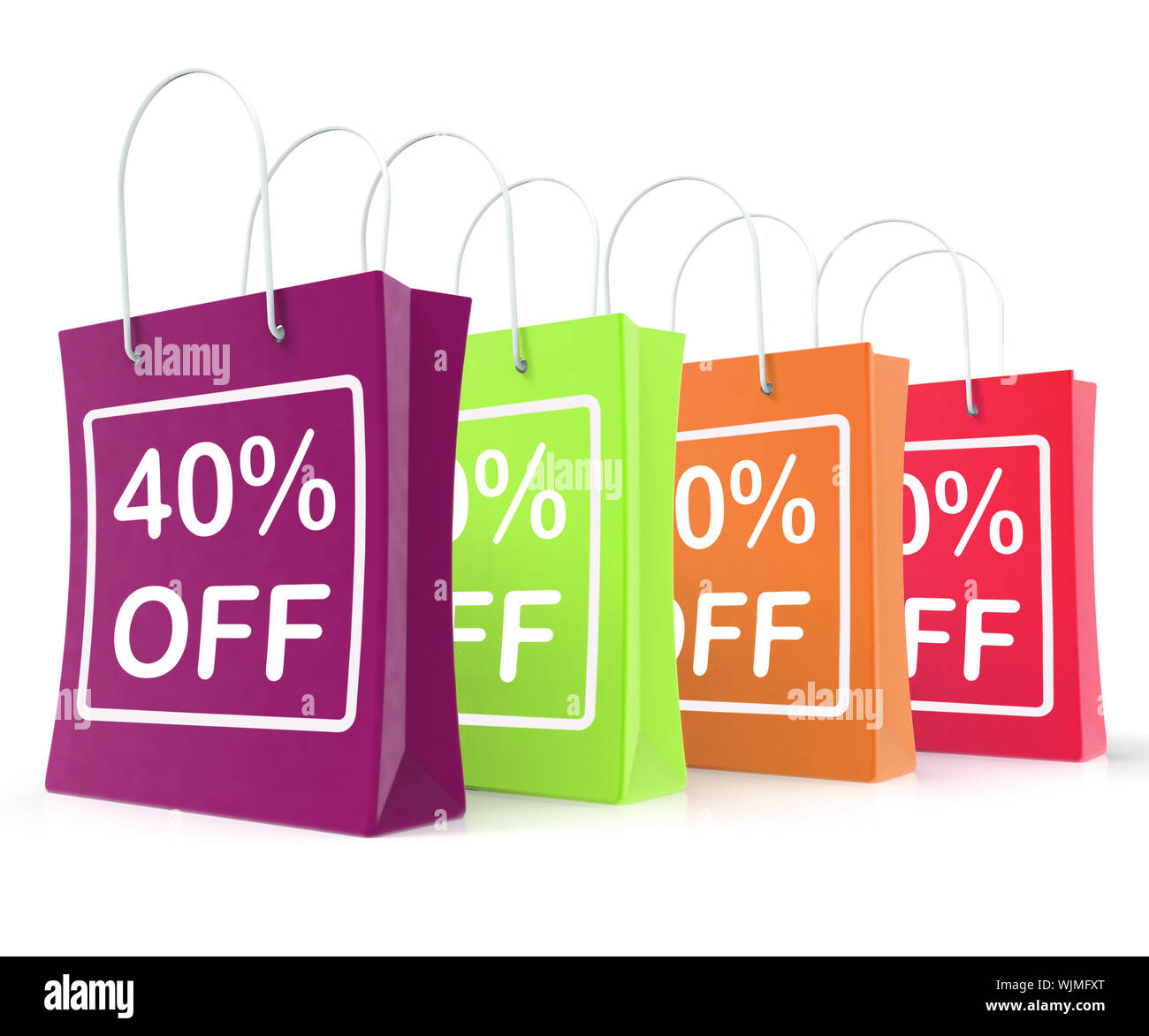 Quaranta percento di sconto Shopping Bags mostra 40 Riduzione Foto Stock