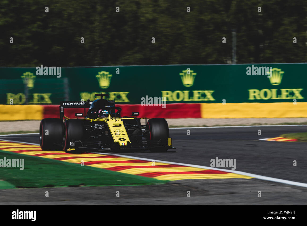 #3, Daniel Ricciardo, AUS, Renault, in azione durante il Gran Premio del Belgio a Spa Francorchamps Foto Stock