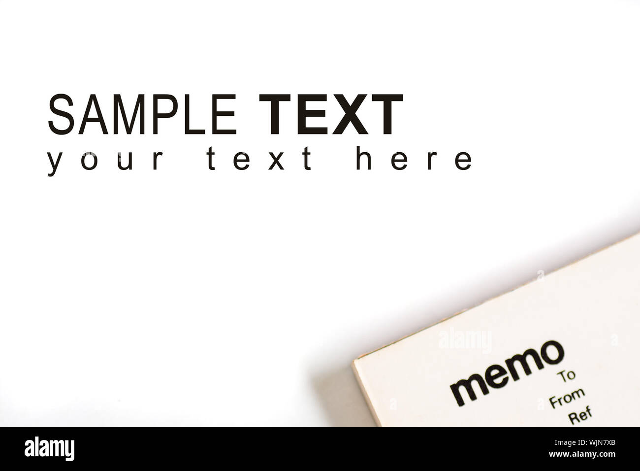 Blank memo pad notebook per inserire testo, spazio di copia Foto Stock