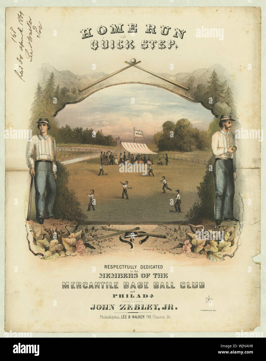 Home Run Quick Step - rispettosamente dedicato ai membri della Base Mercantile Ball Club di Philadelphia da John Zebley, Jr. / T. del Sinclair Lith., Phila. Foto Stock