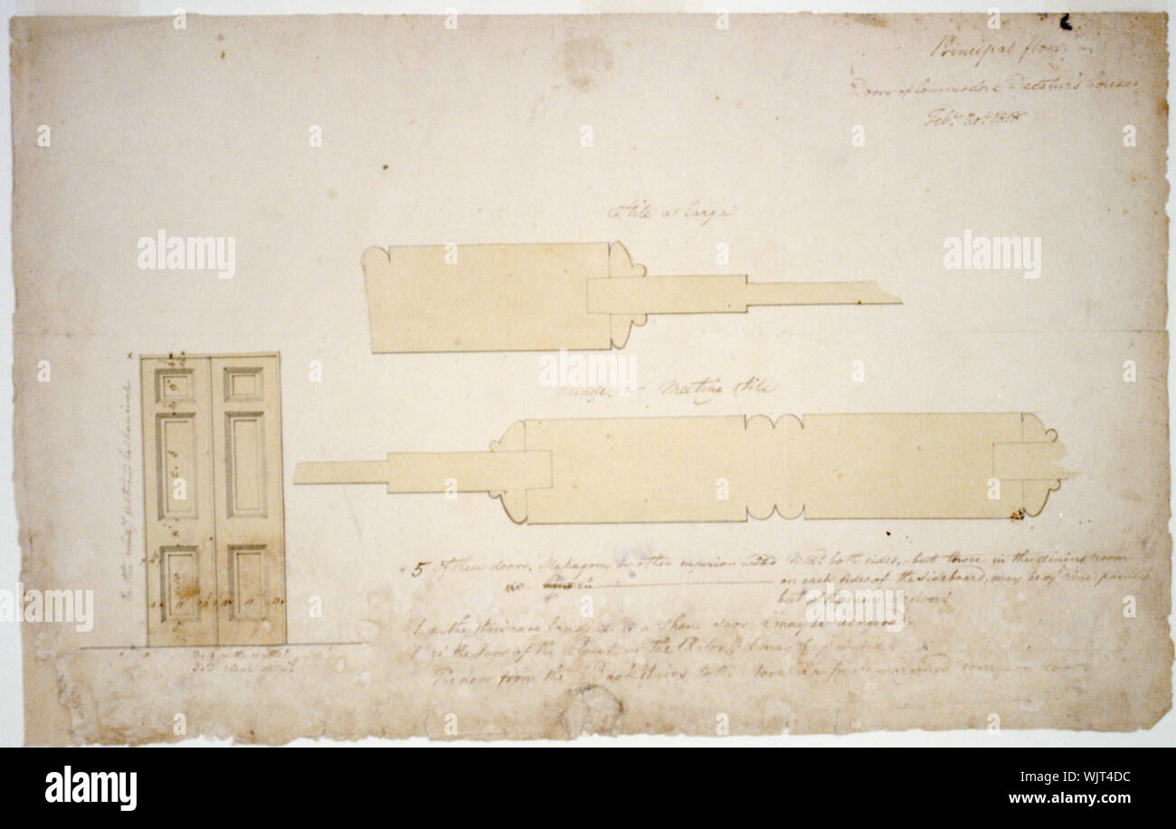 Casa (casa di Decatur) per Commodore Stephen Decatur, 748 Jackson Place, N.W., Washington D.C. Principali porte di piano - elevazione, sezione, dettaglio Foto Stock