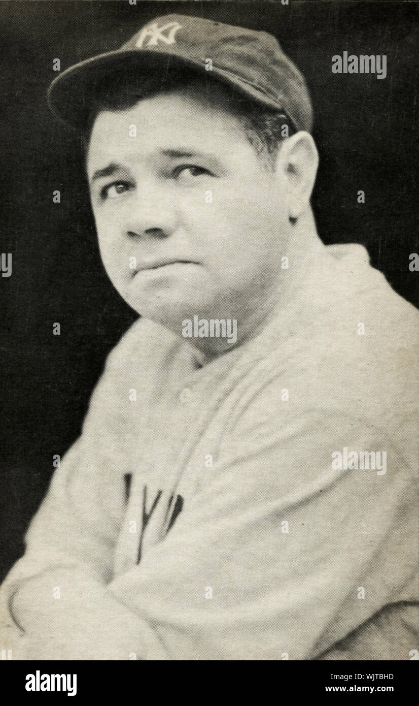 Vintage foto di Babe Ruth iconica Hall of Fame giocatore di baseball con i New York Yankees. Foto Stock