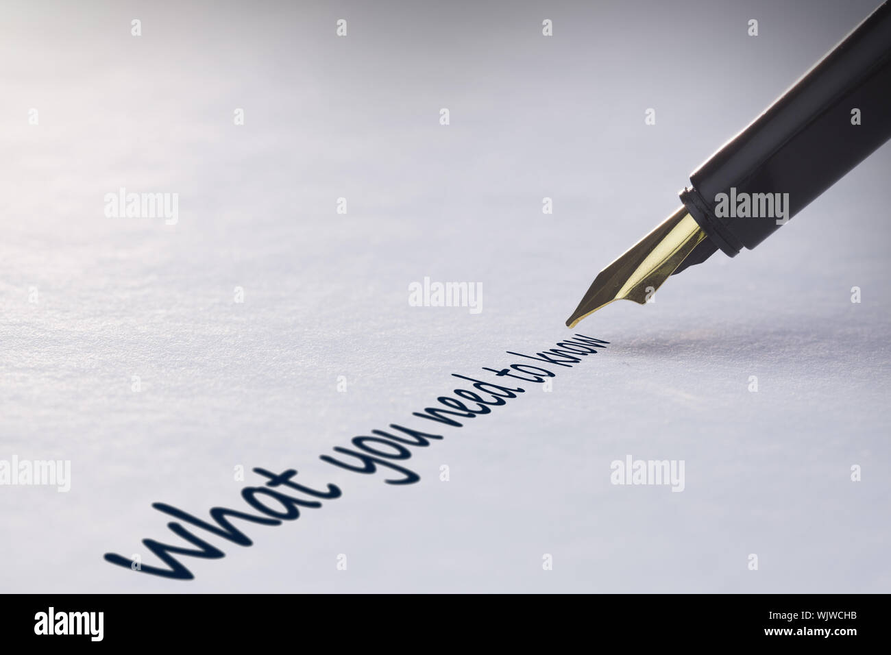 Penna stilografica a scrivere la parola ciò che è necessario sapere Foto Stock