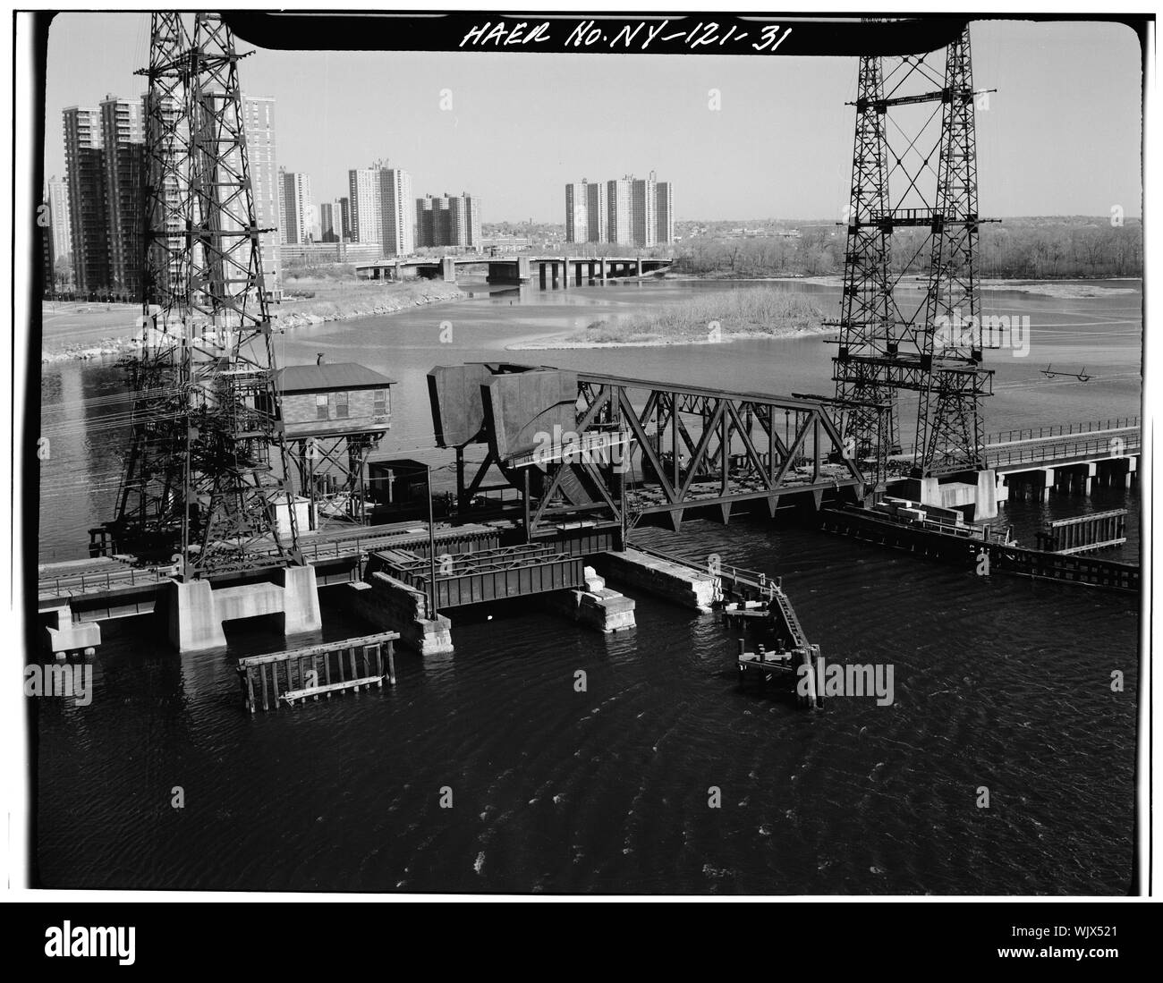 Hutchinson River Bridge mobile span. Bronx, Bronx Co., NY. Sec. 4207, MP 15.73. - Nord-est del corridoio ferroviario, Amtrak itinerario tra Jersey-New New York e nuovo Stato York-Connecticut linee, New York New York County, NY Foto Stock