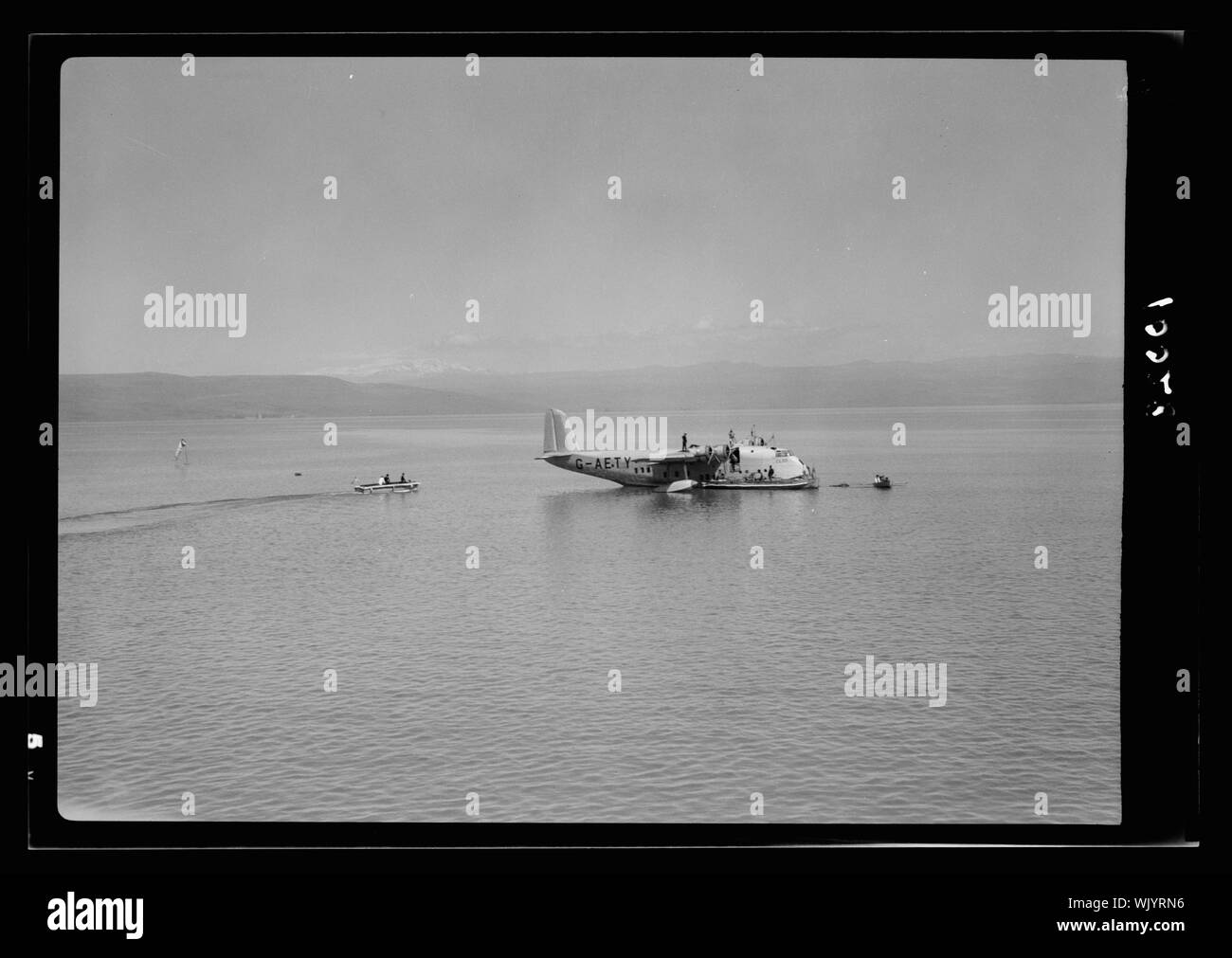 Imperial Airways flying boat Clio sul mare di Galilea Foto Stock