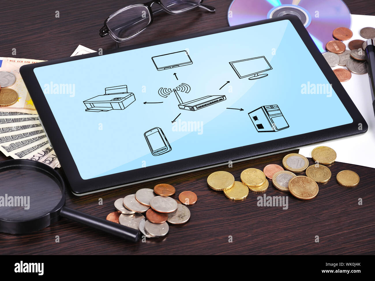 Moderno business office workplace: wi-fi schema Foto Stock