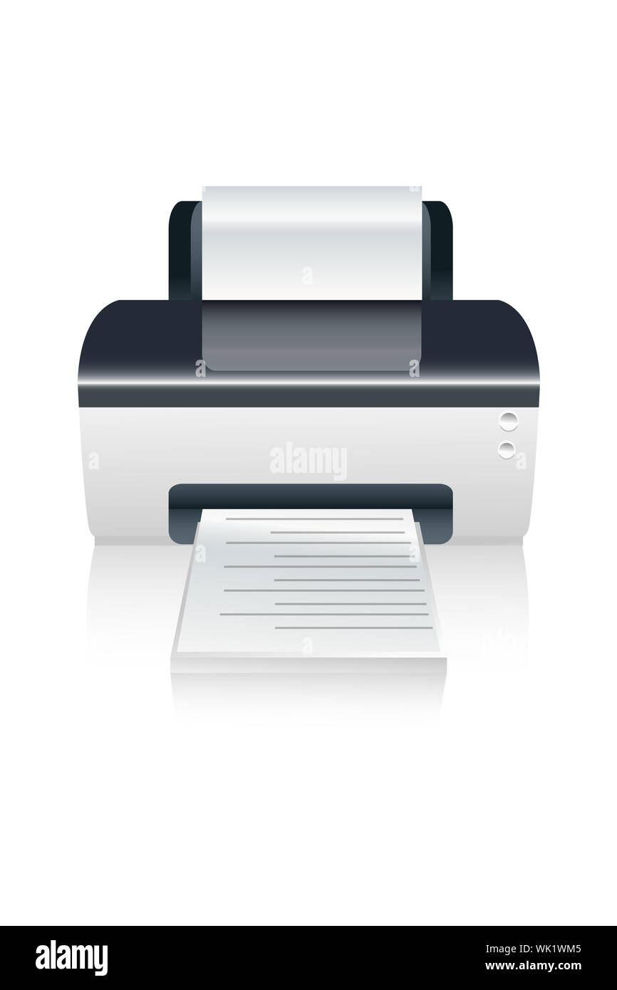 Illustrazione di vettore stampante a colori dispositivo su sfondo isolato Foto Stock