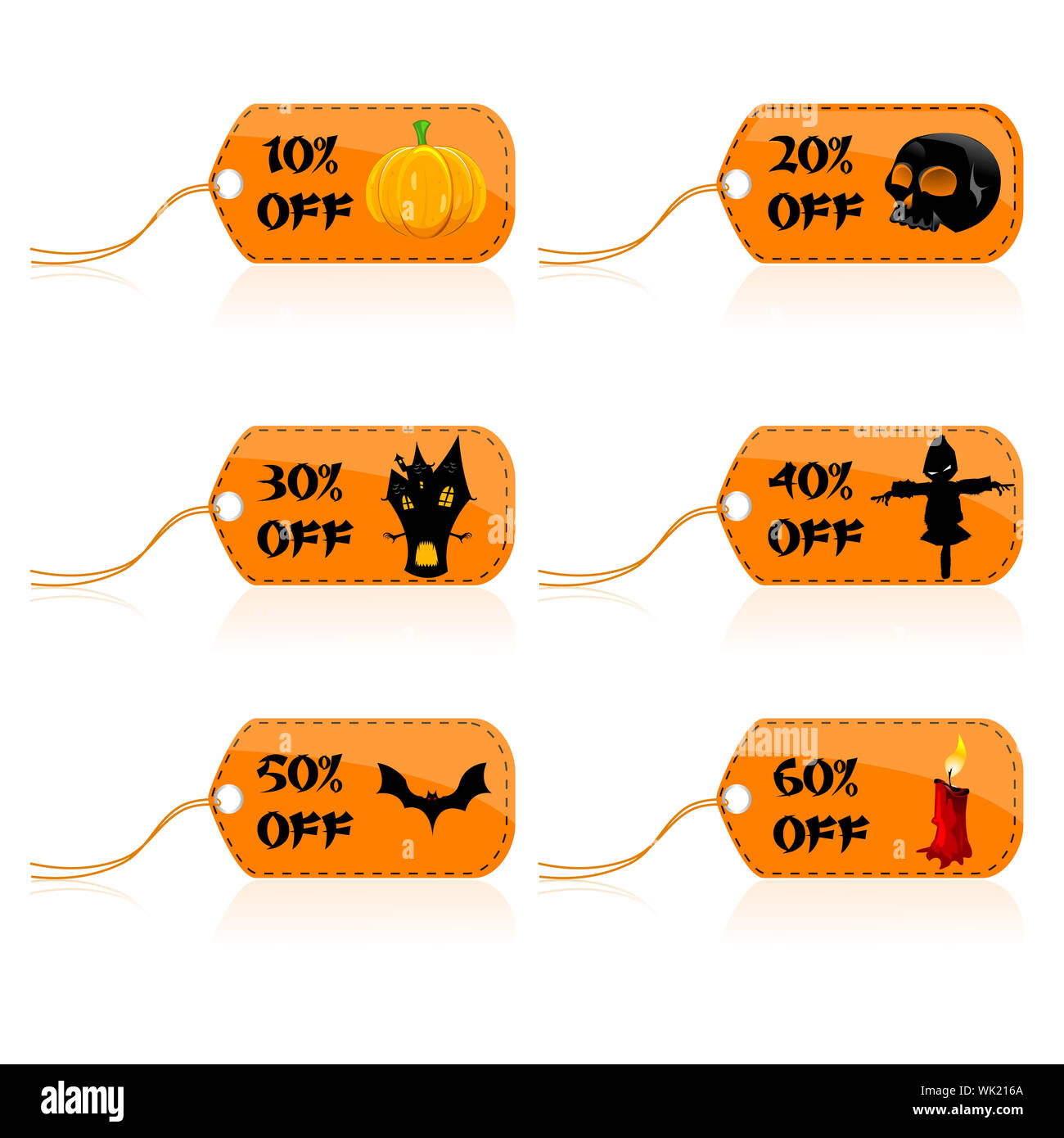 Illustratin del set di halloween tag di sconto Foto Stock