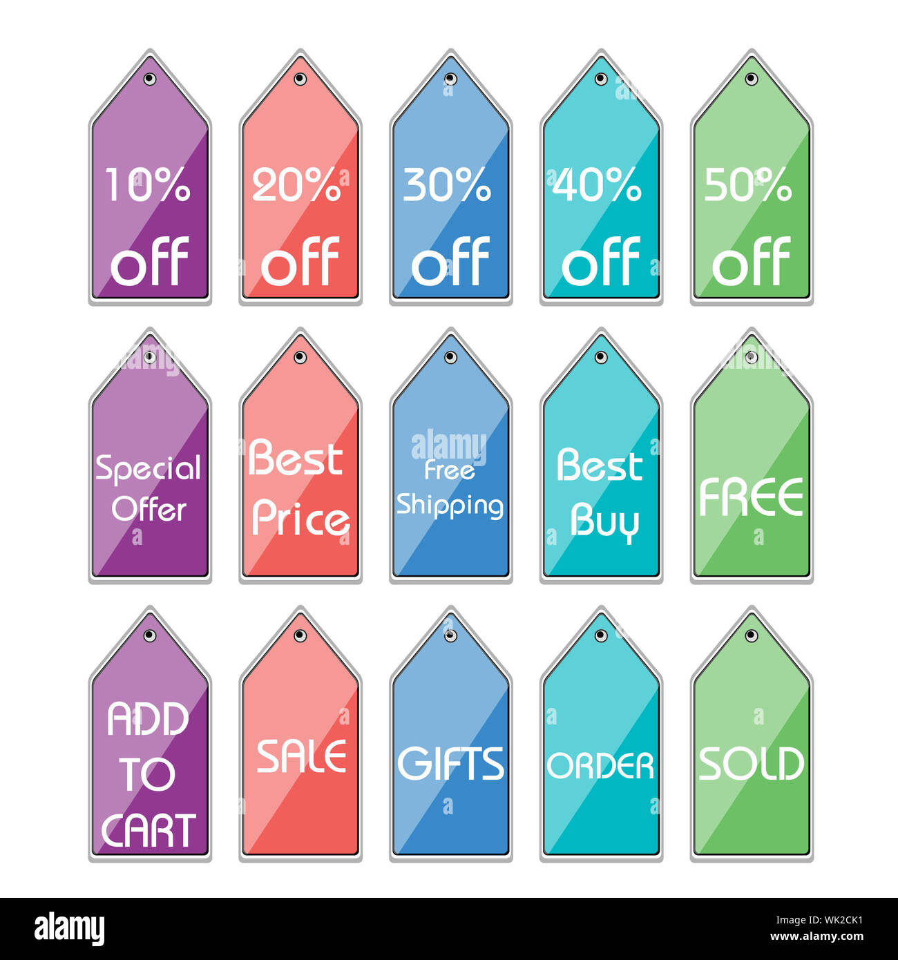 Illustrazione di diversi tag di sconto Foto Stock