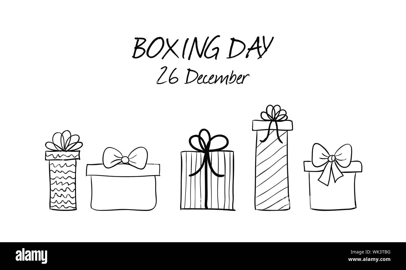 Boxing day disegnati a mano vector modello di pagina di intestazione Illustrazione Vettoriale