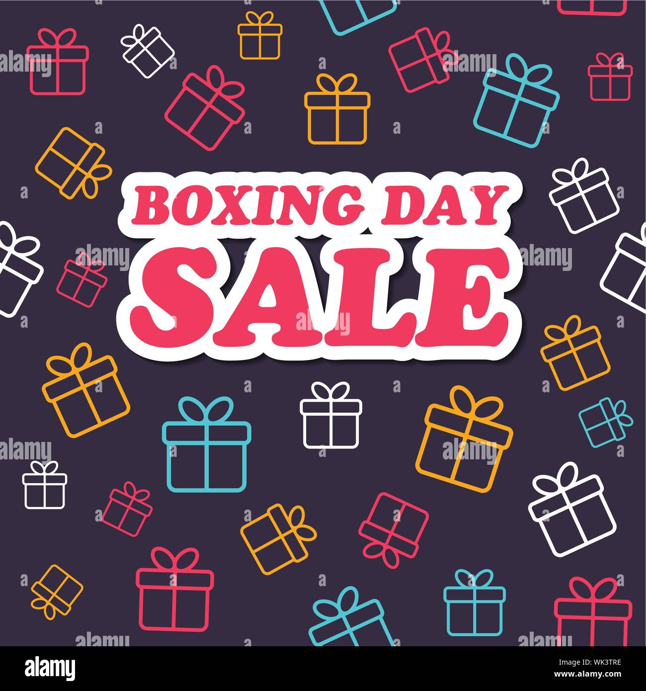 Vettore scheda di vendita. Boxing day promozione. Confezioni regalo pattern Illustrazione Vettoriale