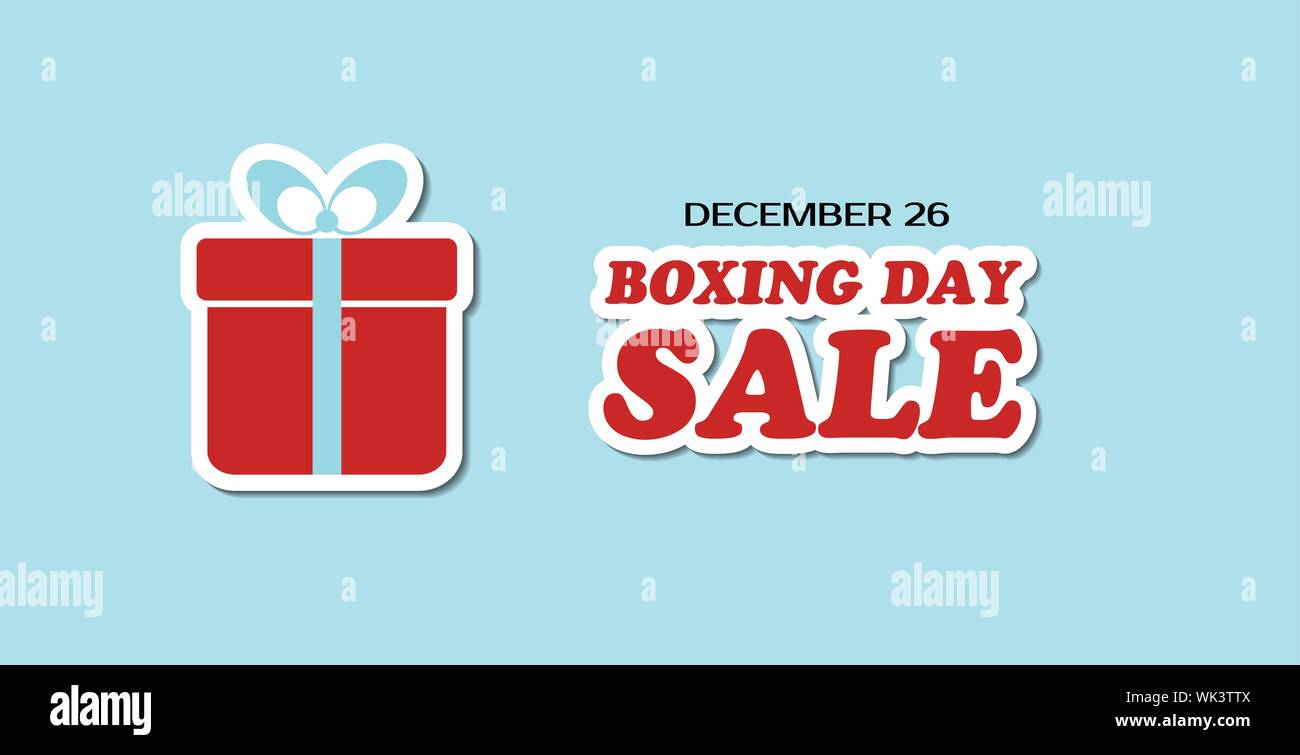 Boxing day vendita banner vettore con confezione regalo Illustrazione Vettoriale