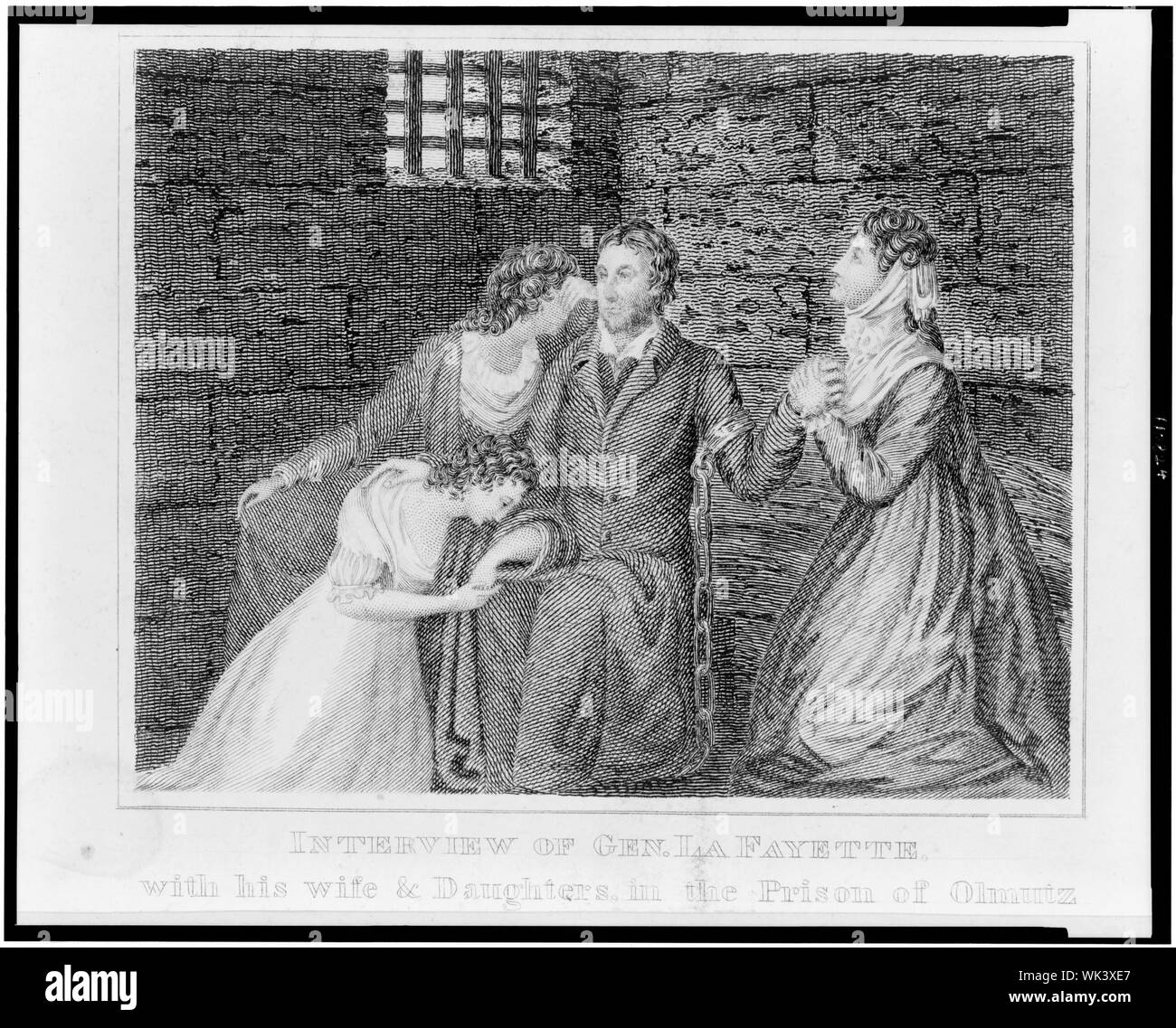Intervista di Gen. Lafayette con sua moglie e figlie nel carcere di Olmutz Foto Stock