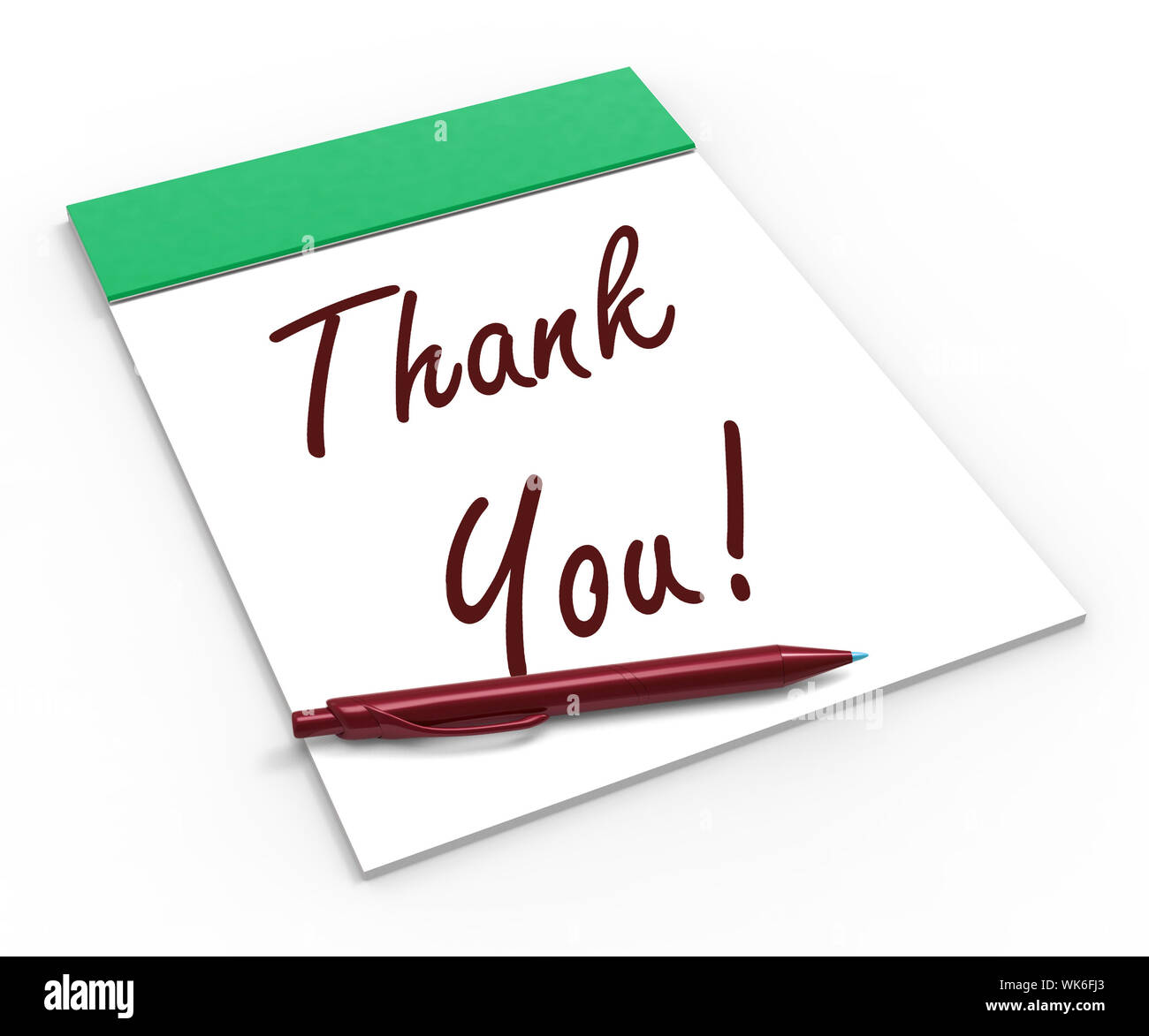 Grazie! Notebook di riconoscimento del senso di gratitudine o riconoscenza Foto Stock