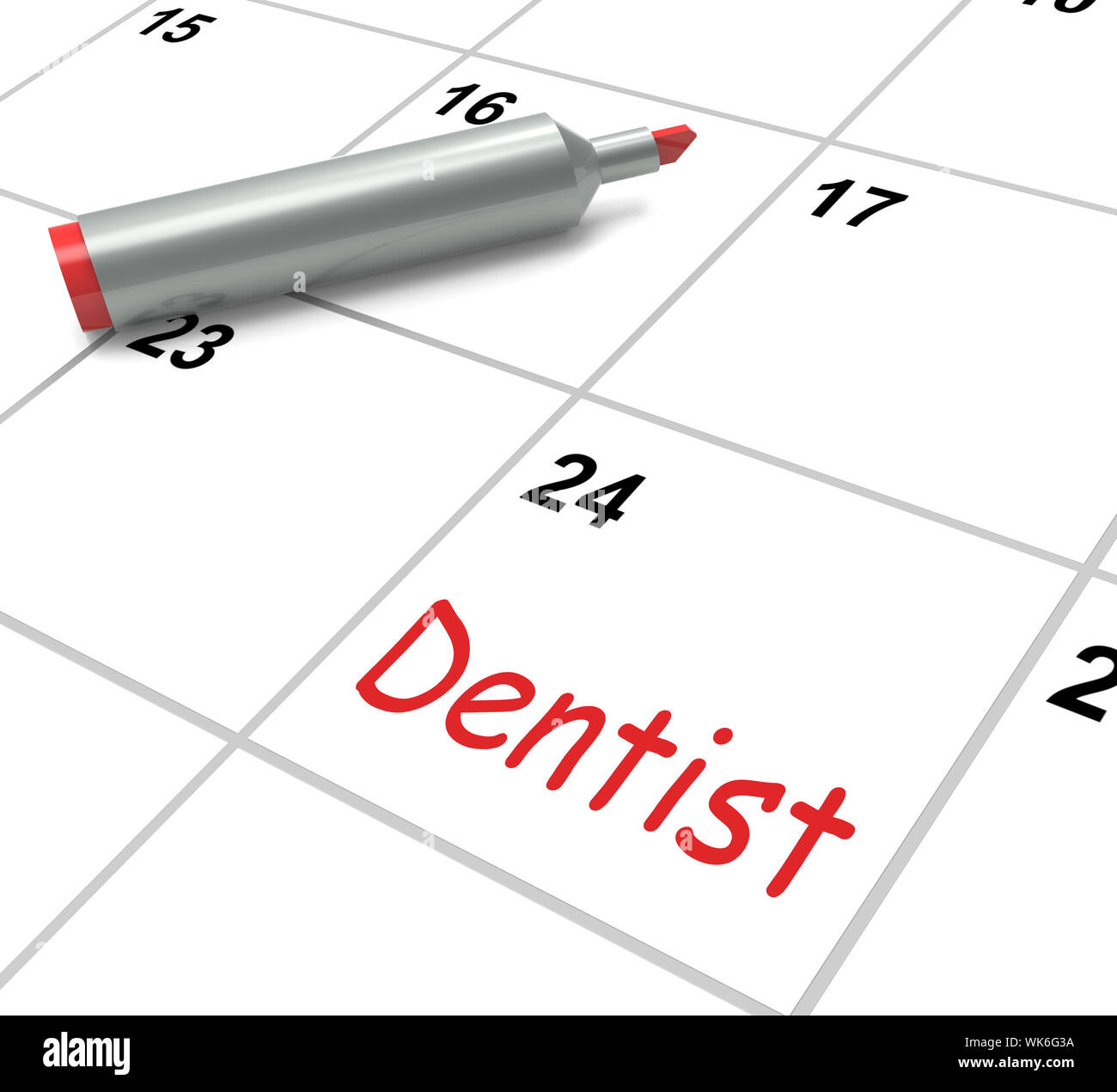 Dentista calendario che mostra la salute orale e nomina dentale Foto Stock