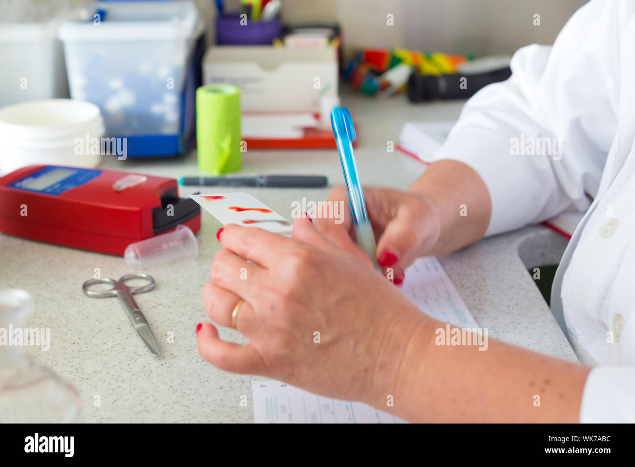 Il tipo di sangue test. Foto Stock