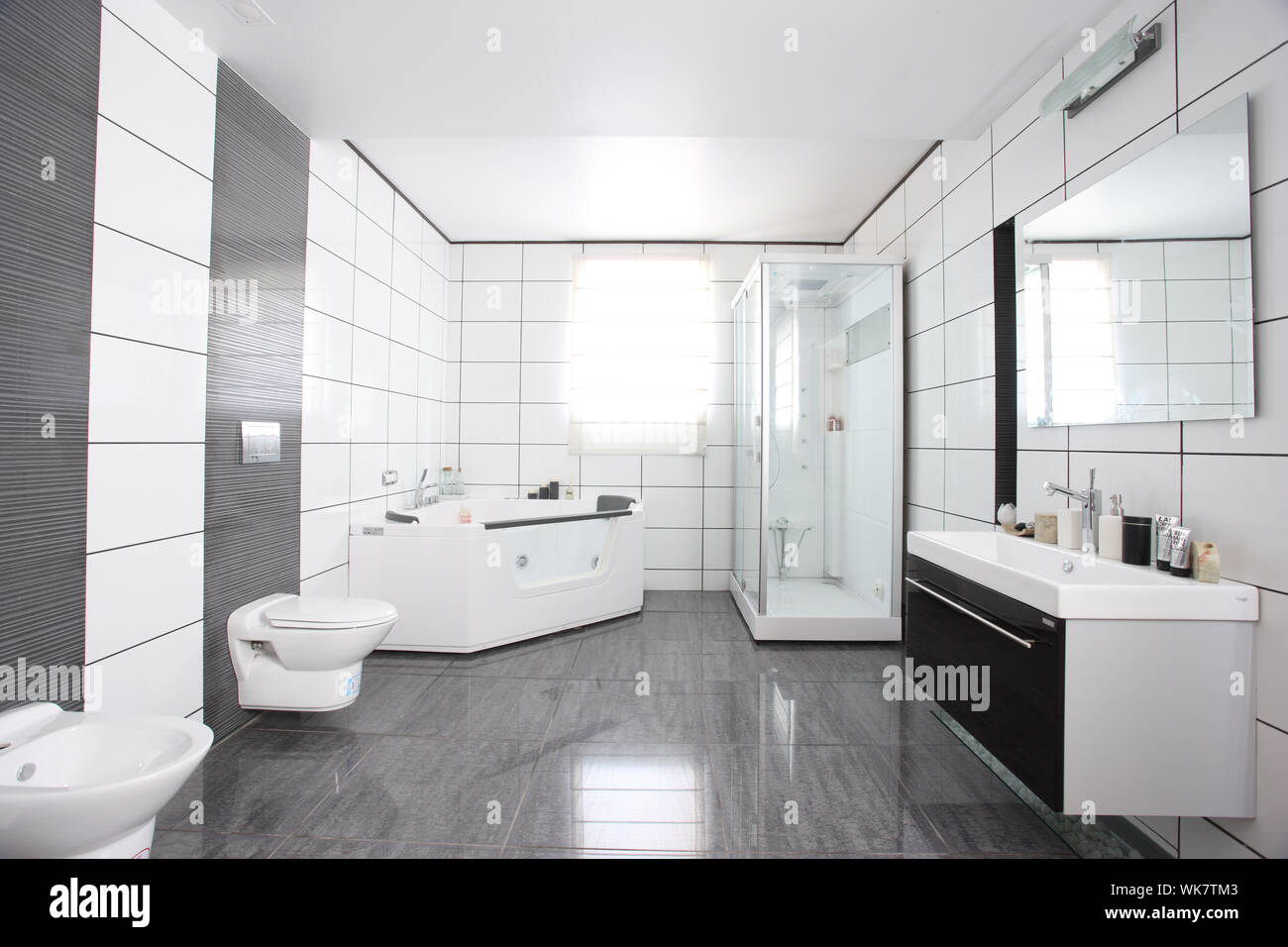 Gli interni di una moderna stanza da bagno Foto Stock