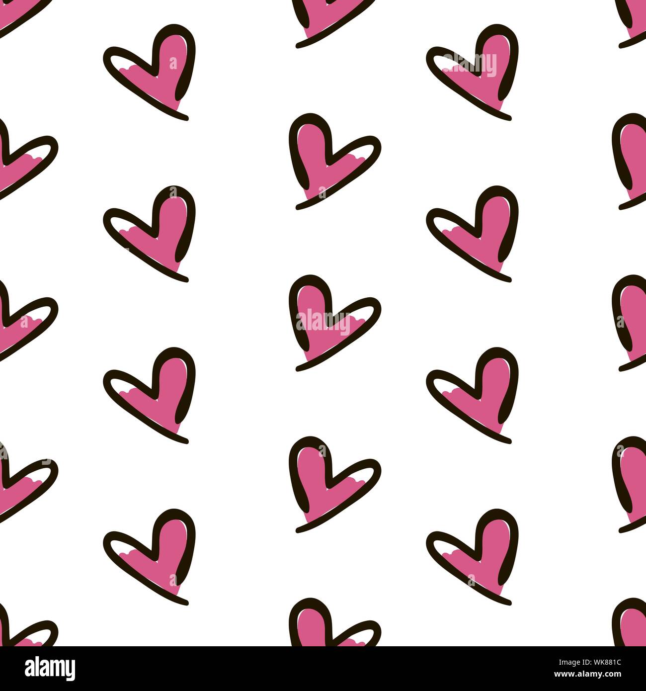 Cuori seamless pattern. Carino doodle cuori. Romantico modello senza giunture Illustrazione Vettoriale