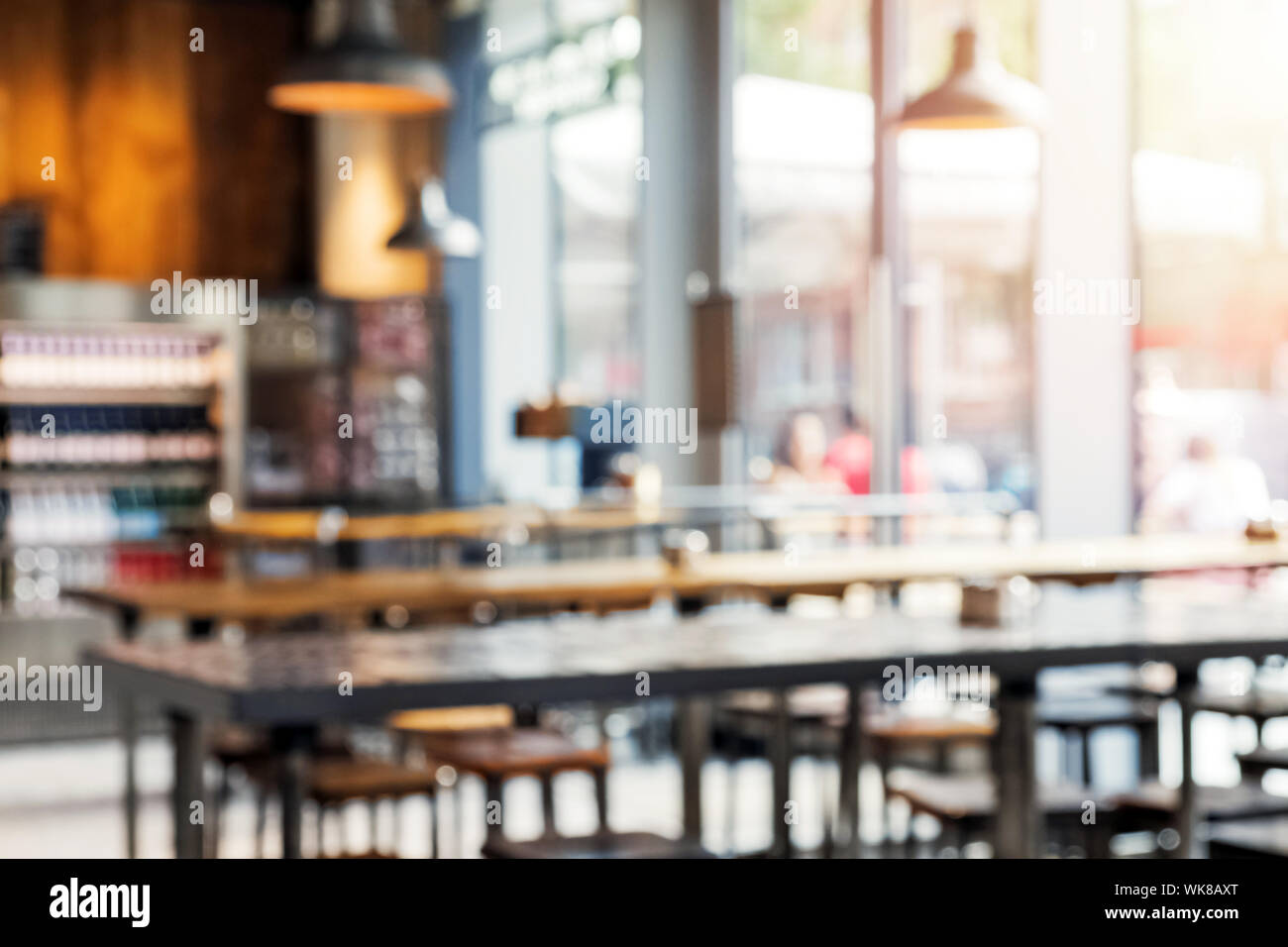 Sfocare lo sfondo della moderna pizzeria o la caffetteria. Foto Stock