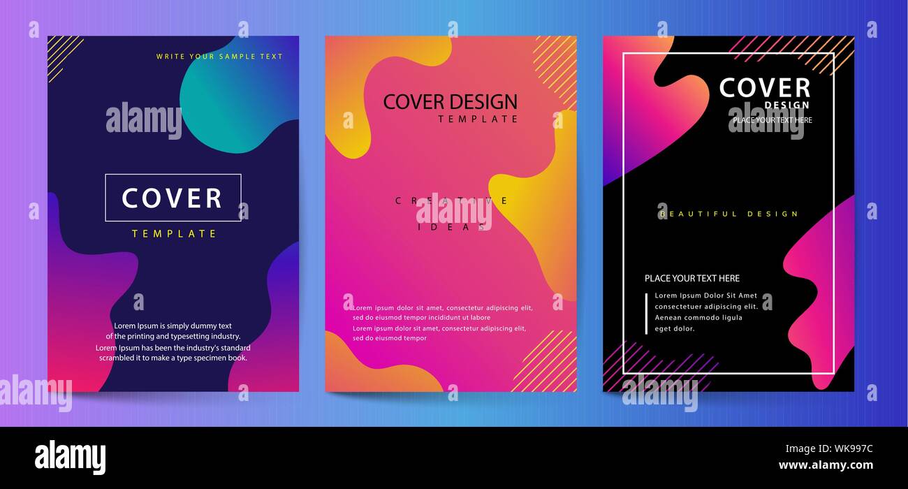 Fluido di coperchi di colore impostato. Cupola colorata con forme geometriche di composizione. Elegante design minimale. Illustrazione Vettoriale