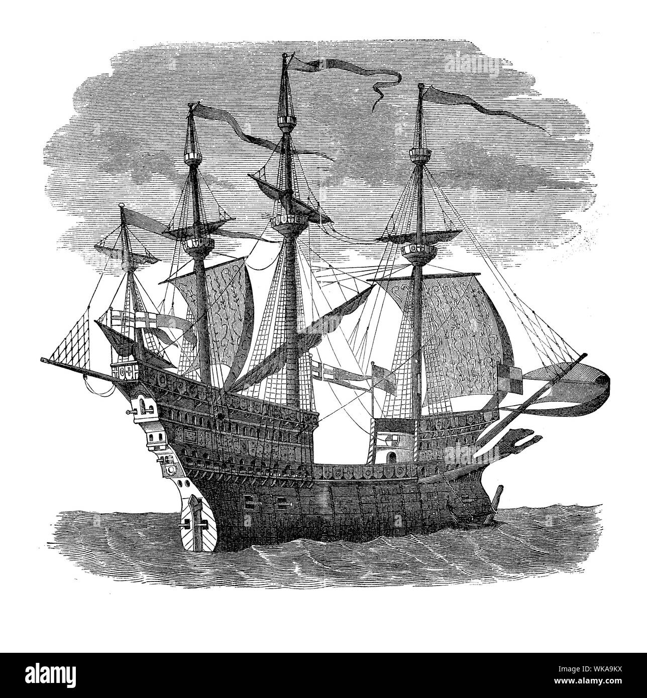 Enrico VIII d'Inghilterra del Mary Rose, formidabile uomo di guerra ammiraglia della flotta inglese nel XVI secolo Foto Stock