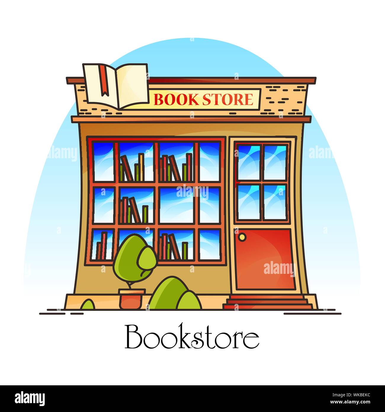 Bookstore o book shop, negozio per la letteratura Illustrazione Vettoriale