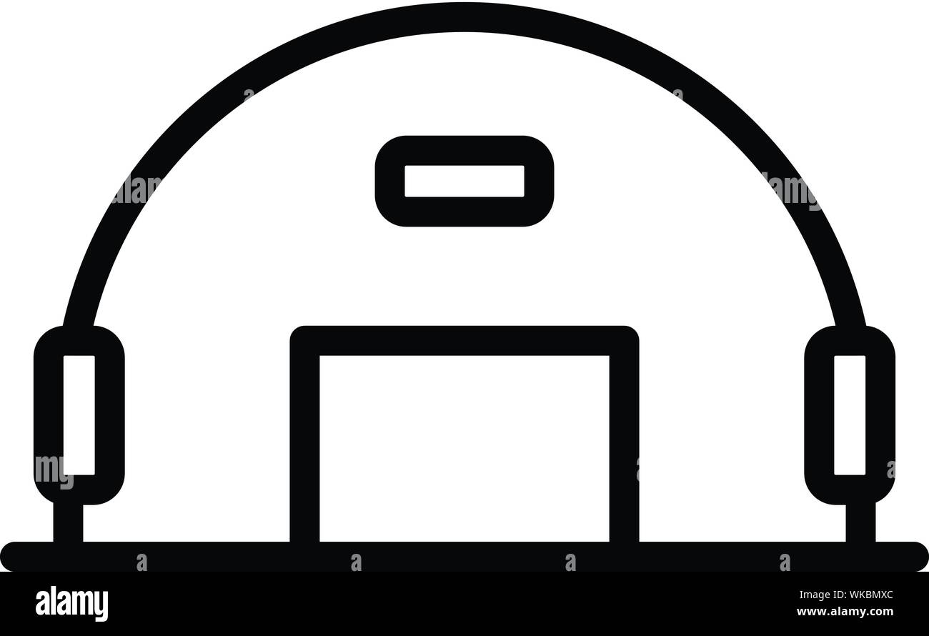 Esercito icona hangar, stile contorno Illustrazione Vettoriale