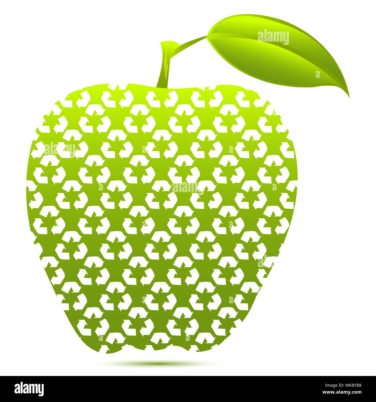 Illustrazione di riciclo Apple su sfondo bianco Foto Stock