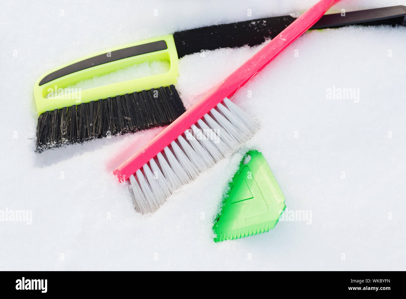 Varietà di neve attrezzature di pulizia sulla neve Foto Stock