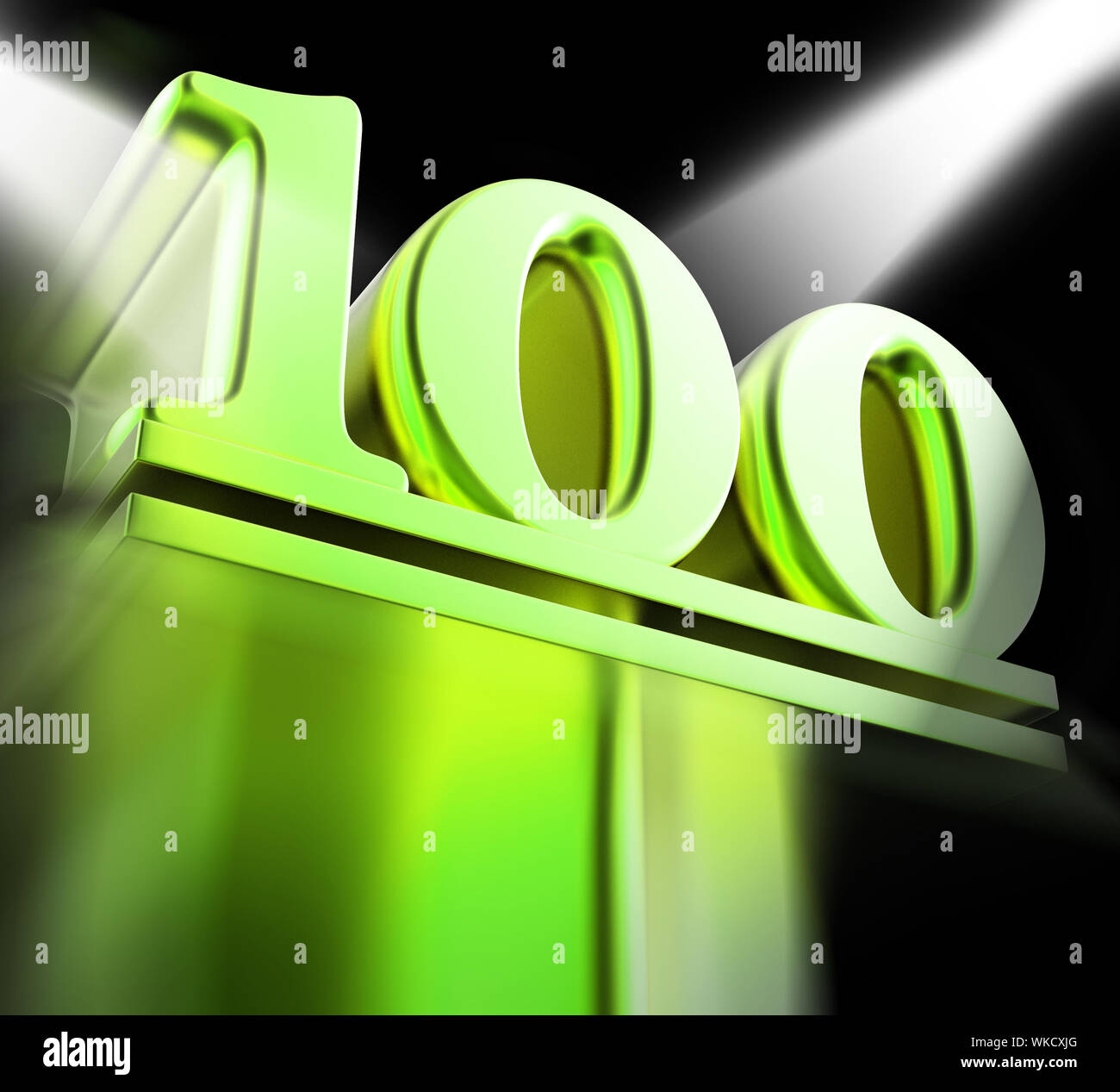 Golden Cento sul piedistallo visualizzazione secolo anniversario o evento di riconoscimento Foto Stock