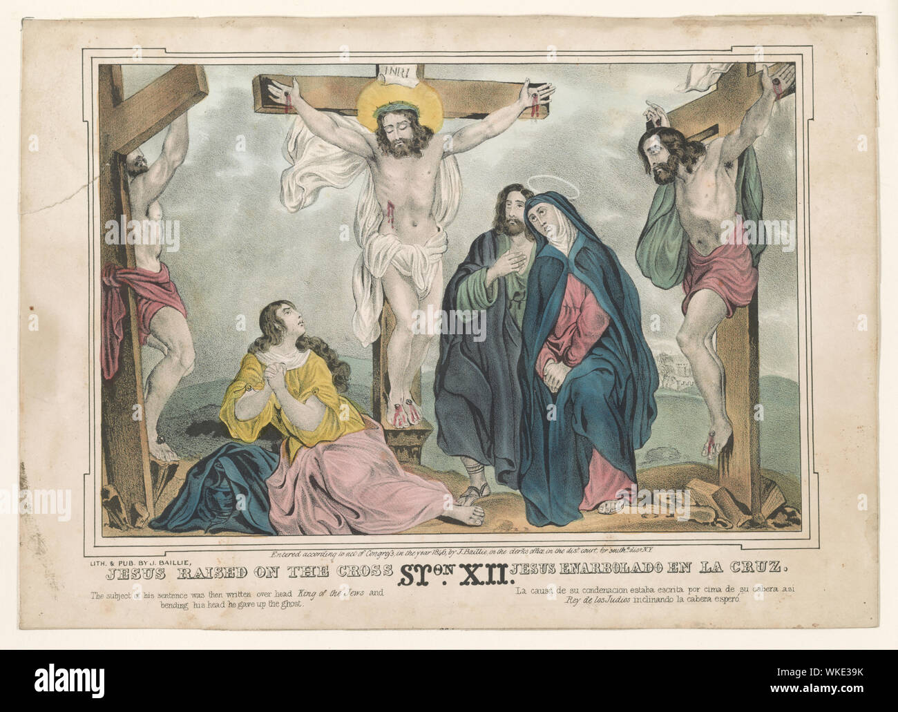 Gesù innalzato sulla croce / lith. & Pub. da J. Baillie. Foto Stock