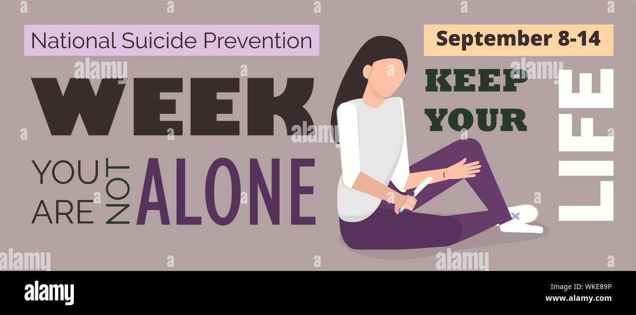 Nazionale di prevenzione del suicidio settimana negli Stati Uniti. Evento è celebrato nel settembre 8-14. Illustrazione Vettoriale