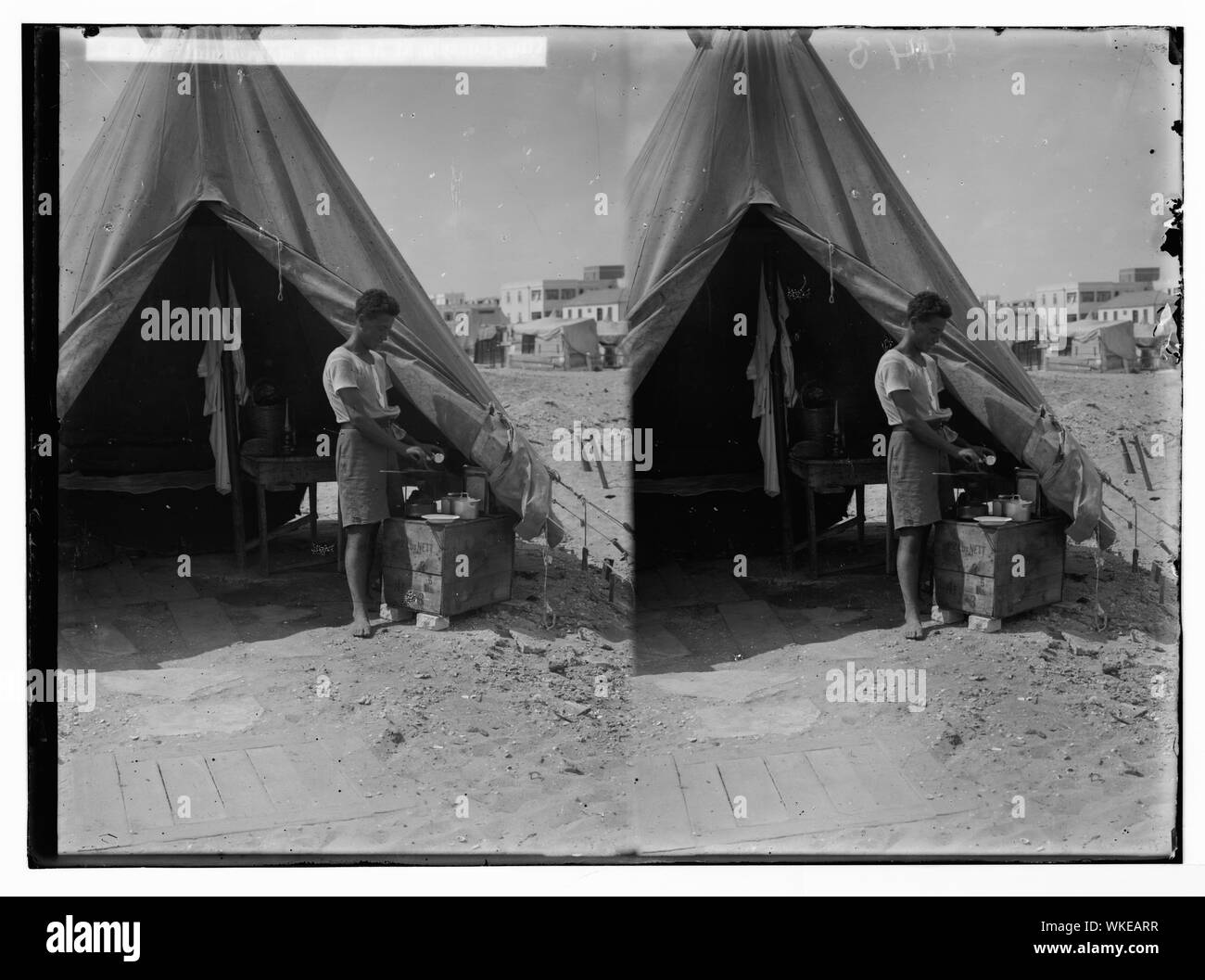Colonie ebraiche e insediamenti. Tel Aviv. Gli immigrati' prima casa in Palestina Foto Stock