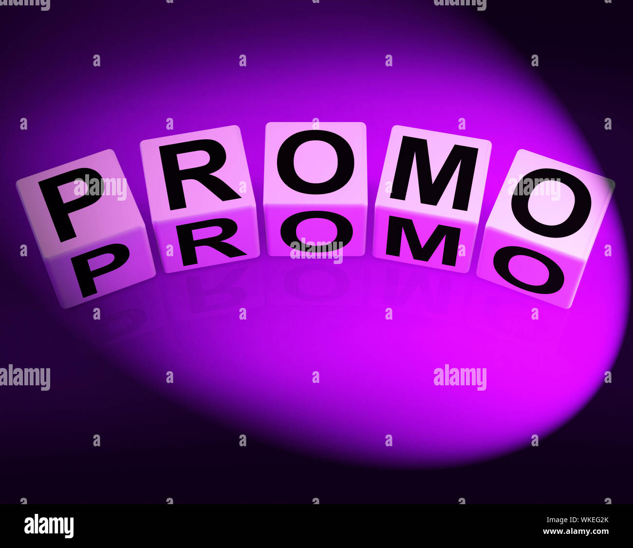 Promo dice che mostra la pubblicità e promozioni di radiodiffusione Foto Stock