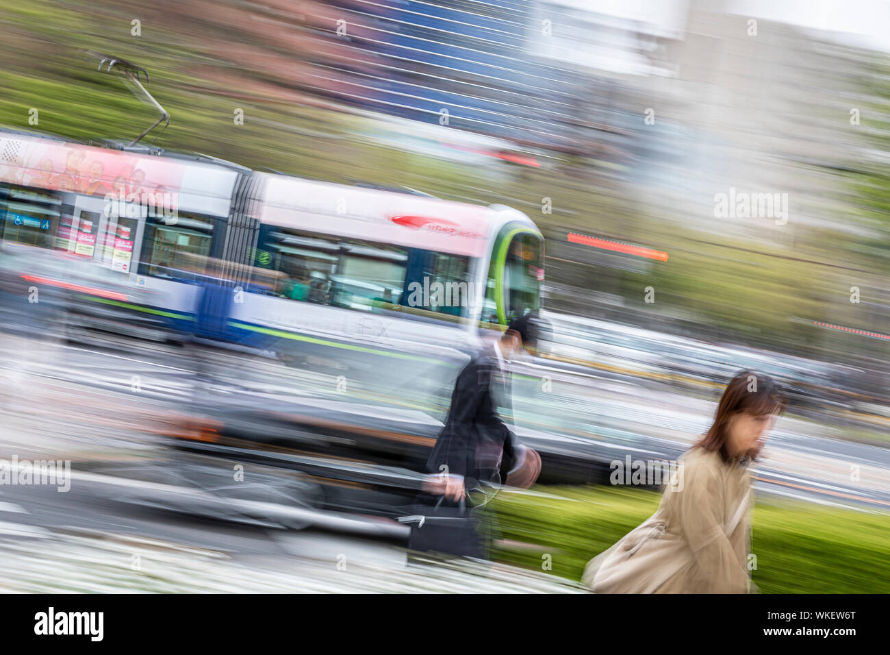 Il traffico intenso a Hiroshima, Giappone. Foto Stock