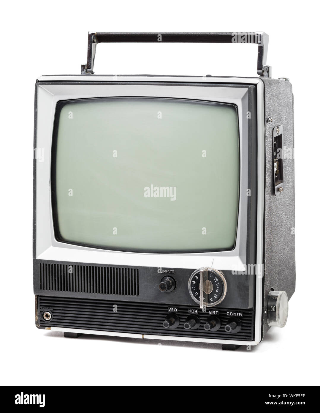 Vintage TV portatile impostato su sfondo bianco Foto stock - Alamy