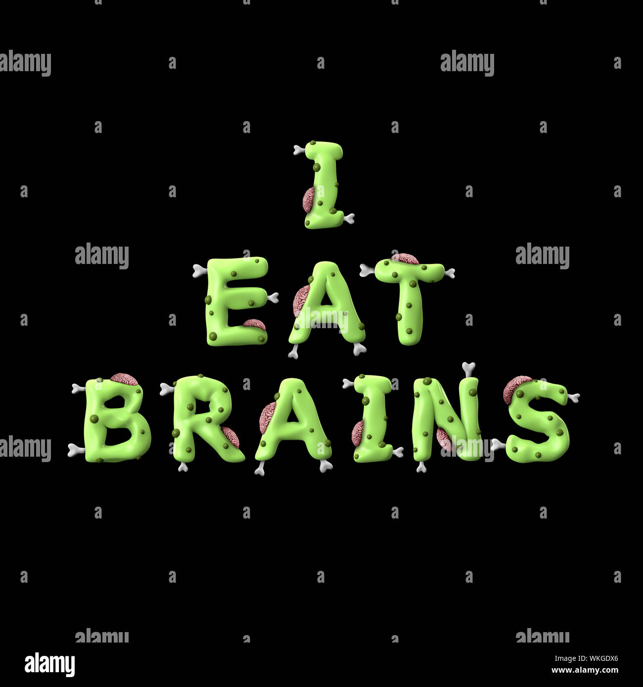 Halloween zombie frase composta da zombie verde scritte Foto Stock