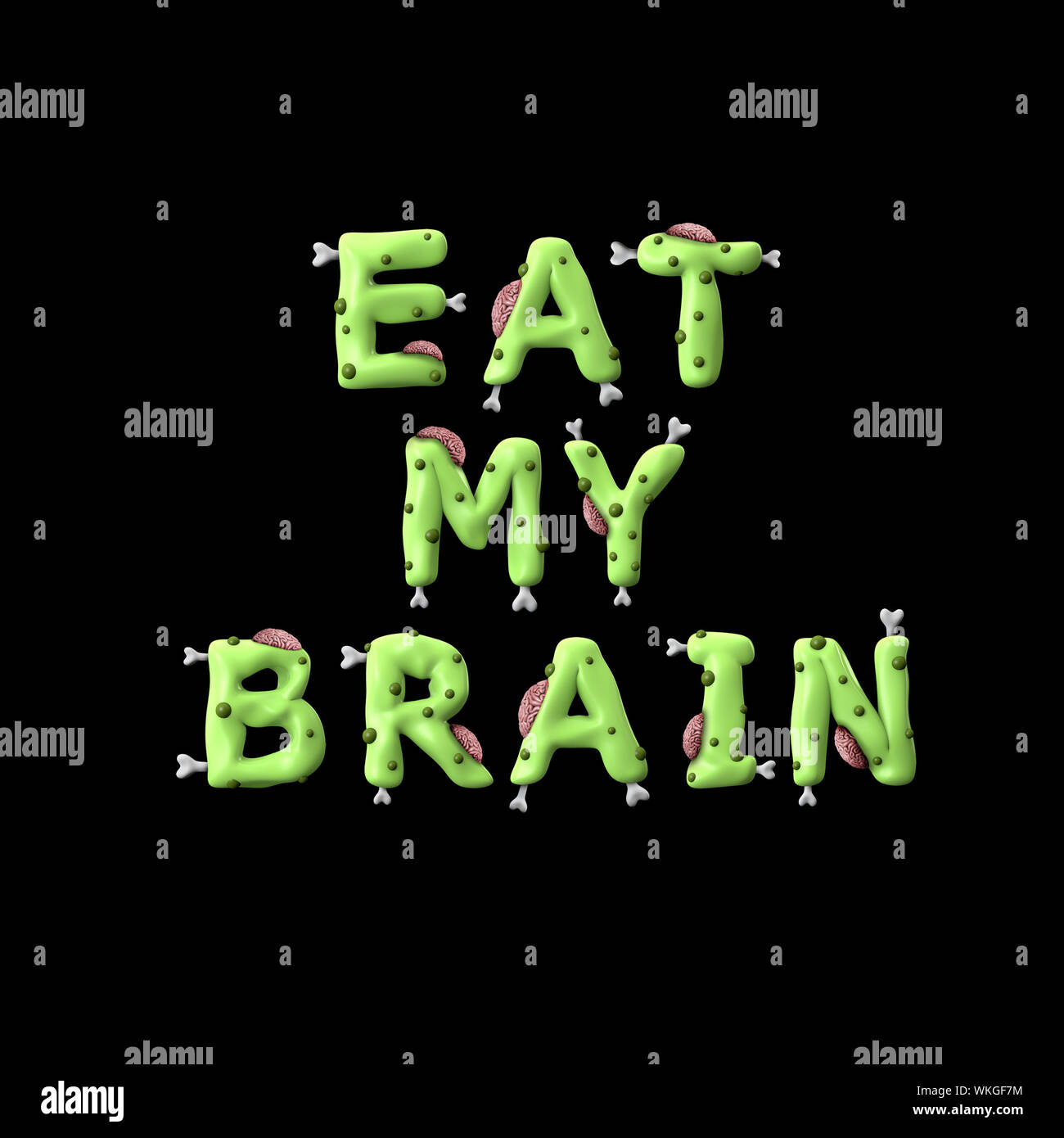 Halloween zombie frase composta da zombie verde scritte Foto Stock