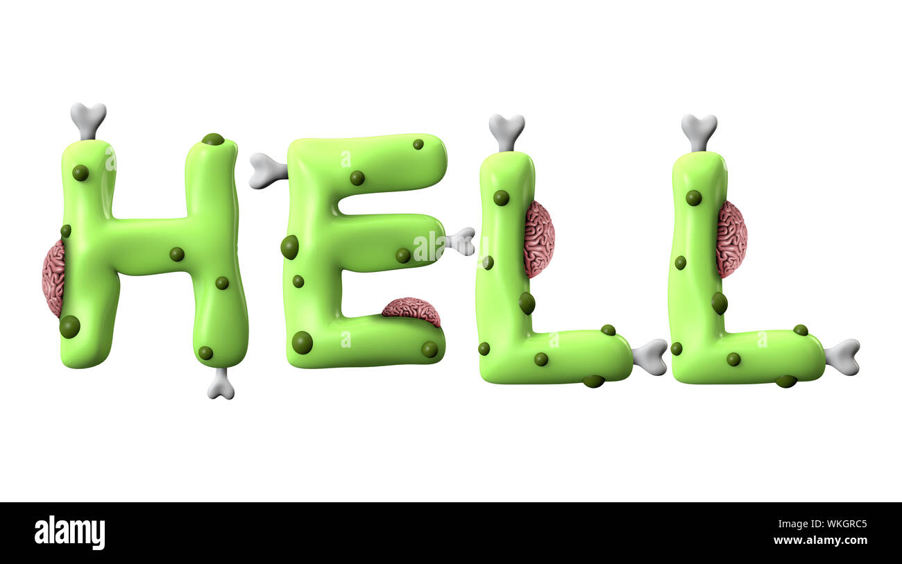 L'inferno halloween parola fatta da zombie verde scritte Foto Stock