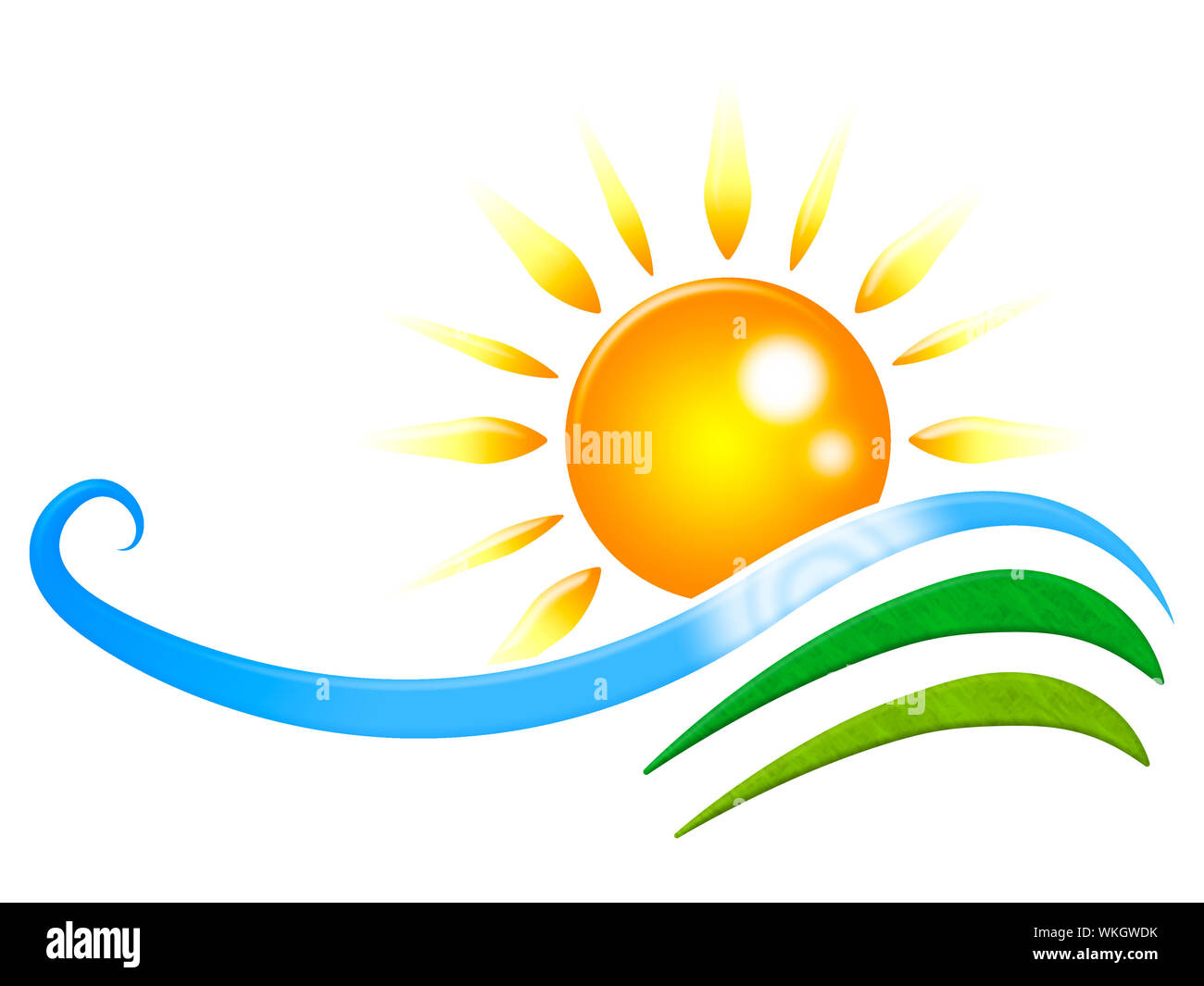 Raggi di sole che indica incandescente vorticoso e Sunshine Foto Stock