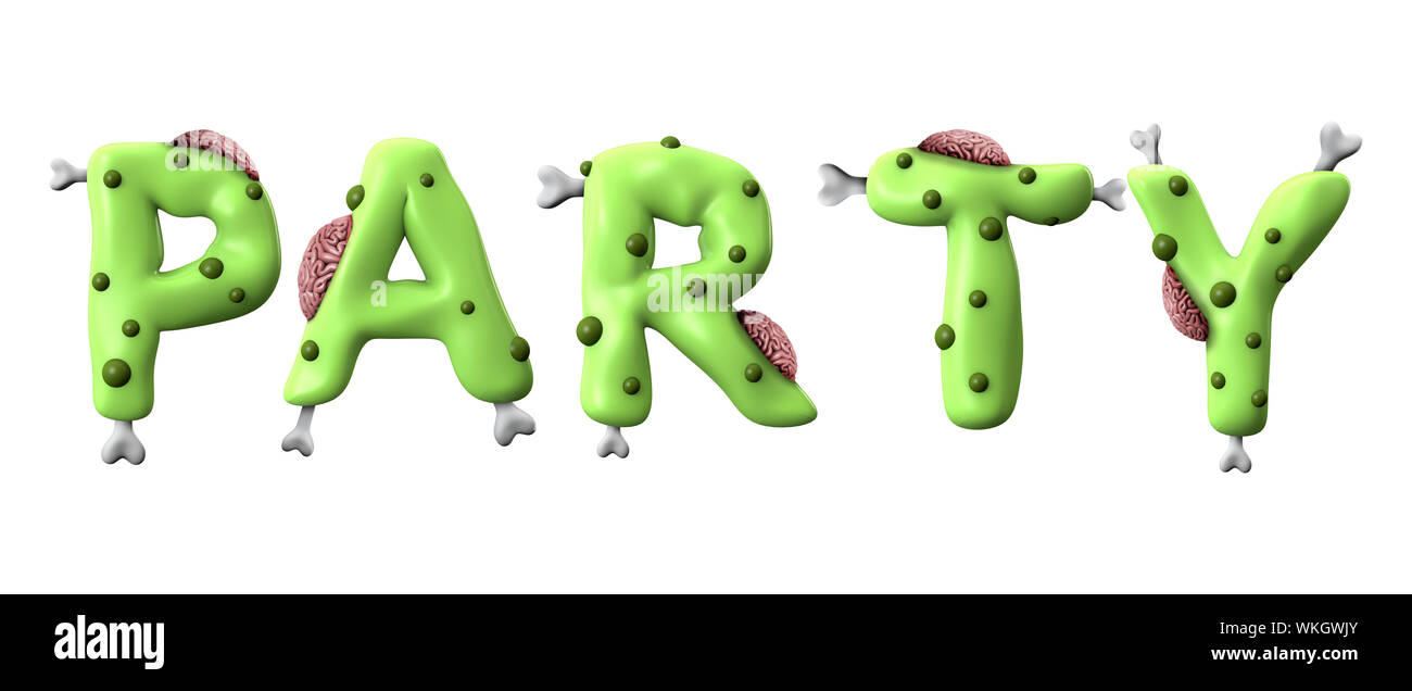 Festa di halloween parola fatta da zombie verde scritte Foto Stock