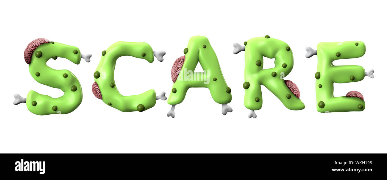 Spaventare halloween parola fatta da zombie verde scritte Foto Stock