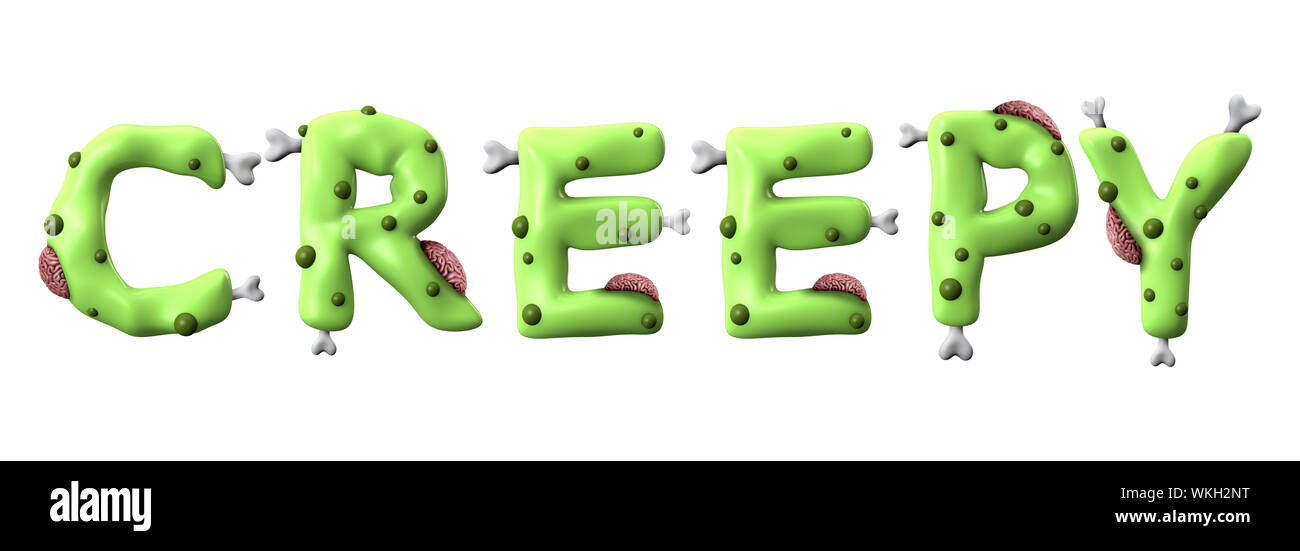 Creepy halloween parola fatta da zombie verde scritte Foto Stock