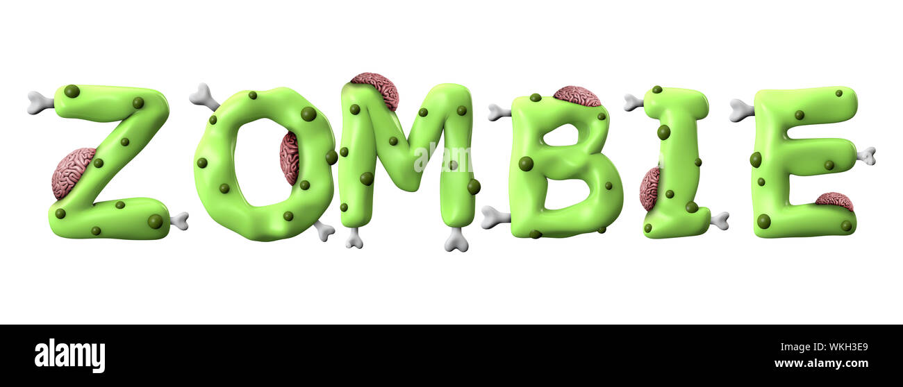 Zombie halloween parola fatta da zombie verde scritte Foto Stock