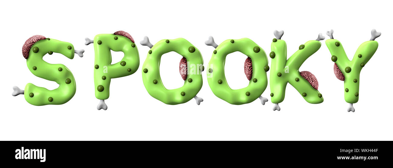 Spooky halloween parola fatta da zombie verde scritte Foto Stock