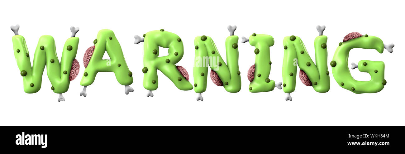 Avvertenza halloween parola fatta da zombie verde scritte Foto Stock