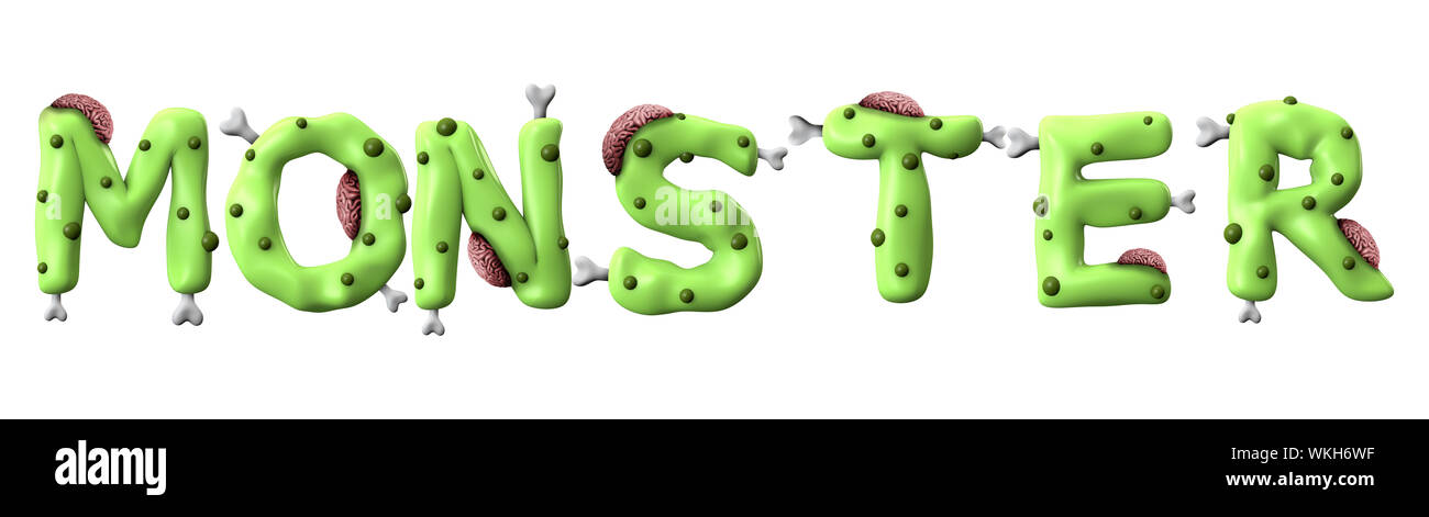 Monster halloween parola fatta da zombie verde scritte Foto Stock