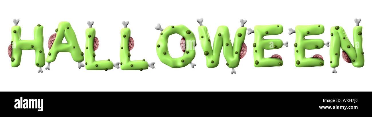 Halloween parola fatta da zombie verde scritte Foto Stock