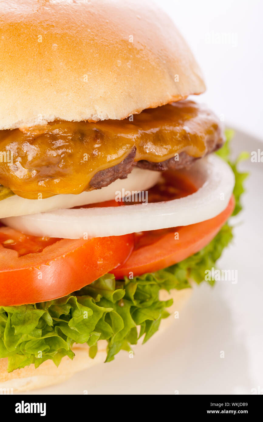 Cheeseburger con cole slaw Foto Stock