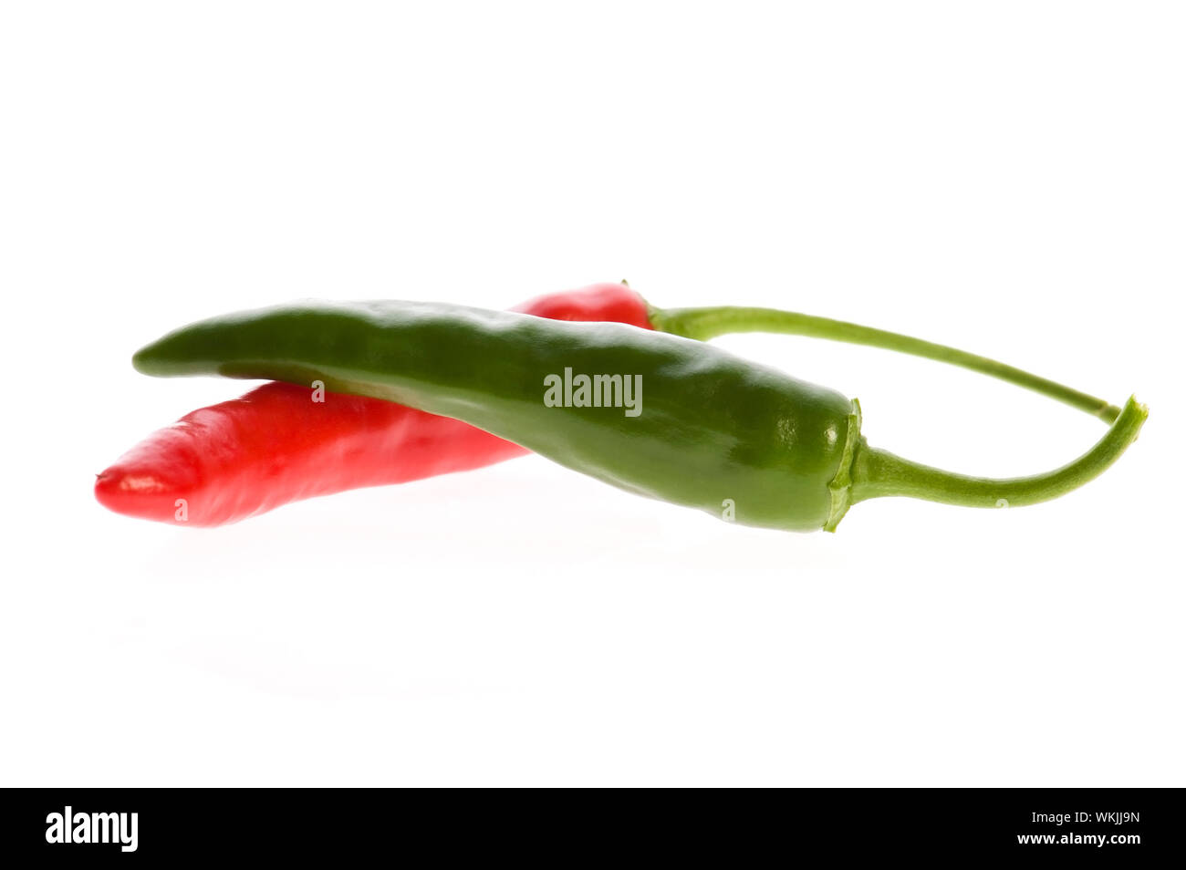 Hot Chili Peppers isolato su bianco Foto Stock